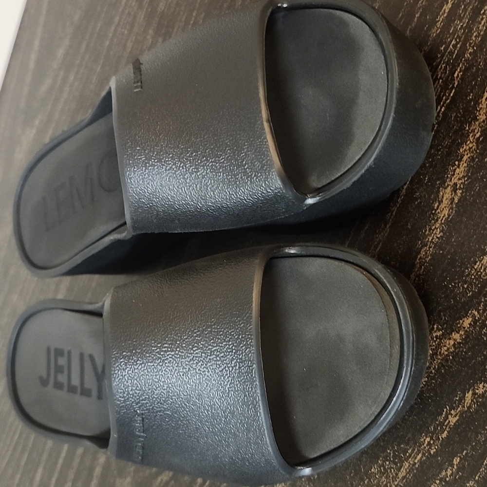 Lemon Jelly Sunny Sandal Platform Slides Wedge Peep Toe Sandals Black 8.5